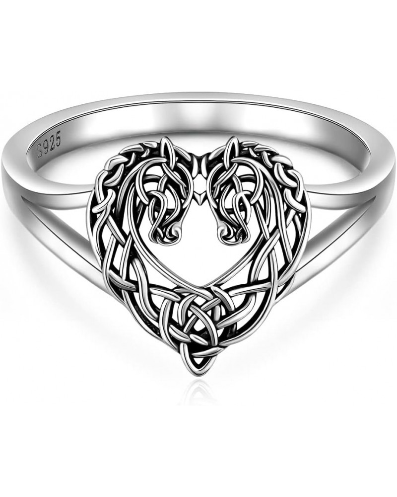 Horse Ring Sterling Silver Celtic Horse Rings for Women Couples Celtic Knot Cowgirl Equestrian Horses Jewelry Horsey Gifts $1...