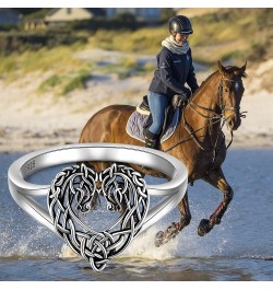 Horse Ring Sterling Silver Celtic Horse Rings for Women Couples Celtic Knot Cowgirl Equestrian Horses Jewelry Horsey Gifts $1...