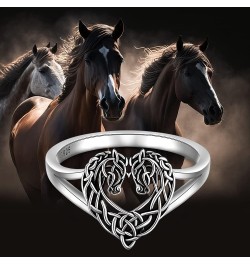 Horse Ring Sterling Silver Celtic Horse Rings for Women Couples Celtic Knot Cowgirl Equestrian Horses Jewelry Horsey Gifts $1...