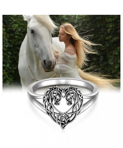 Horse Ring Sterling Silver Celtic Horse Rings for Women Couples Celtic Knot Cowgirl Equestrian Horses Jewelry Horsey Gifts $1...