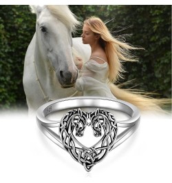 Horse Ring Sterling Silver Celtic Horse Rings for Women Couples Celtic Knot Cowgirl Equestrian Horses Jewelry Horsey Gifts $1...