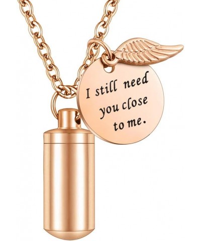 Cylinder Cremation Jewelry Urn Necklace for Ashes Memorial Ashes Necklace with Angel Wing Charm Memorial Keepsake for Pet Hum...