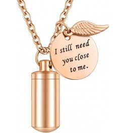 Cylinder Cremation Jewelry Urn Necklace for Ashes Memorial Ashes Necklace with Angel Wing Charm Memorial Keepsake for Pet Hum...