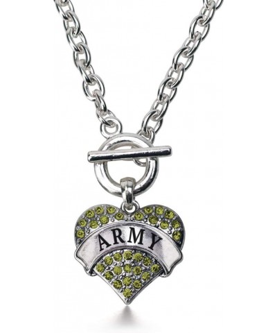 Silver Pave Heart Charm 18 Inch Necklace with Cubic Zirconia Jewelry Army $10.79 Necklaces