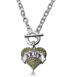 Silver Pave Heart Charm 18 Inch Necklace with Cubic Zirconia Jewelry Army $10.79 Necklaces