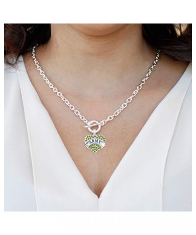 Silver Pave Heart Charm 18 Inch Necklace with Cubic Zirconia Jewelry Army $10.79 Necklaces