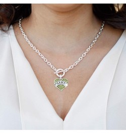 Silver Pave Heart Charm 18 Inch Necklace with Cubic Zirconia Jewelry Army $10.79 Necklaces