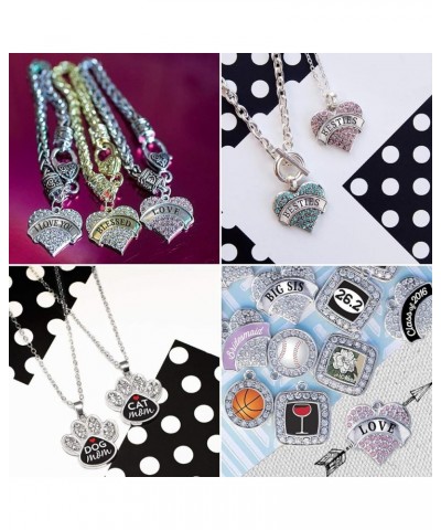 Silver Pave Heart Charm 18 Inch Necklace with Cubic Zirconia Jewelry Army $10.79 Necklaces