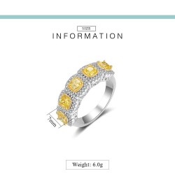 Silver Full CZ Statement Ring for Women,Double Row Pave Yellow Cubic Zirconia Eternity Bands Ring Valentine's Day Jewelry Gif...