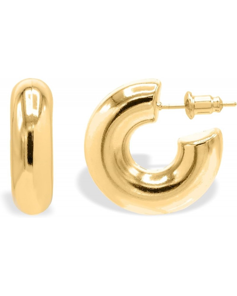 EDEN 14K Gold Plated Bubble Chunky Gold Hoop Earrings For Women, 25MM Thick Gold Hoops Earrings, Chunky Gold Earrings For Wom...