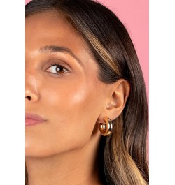 EDEN 14K Gold Plated Bubble Chunky Gold Hoop Earrings For Women, 25MM Thick Gold Hoops Earrings, Chunky Gold Earrings For Wom...