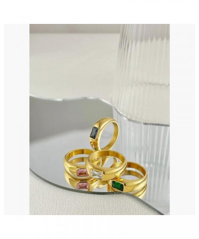 Colorful Stone Ring Stainless Steel Gold Plated Zirconia Crystal Eye Finger Rings for Women Size US 6/7/8 R214129BL-8 $9.84 R...