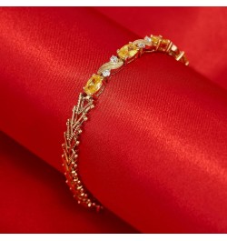 Cubic Zirconia Birthstone Bracelet for Women | Gold Bracelets for Women 24k Real Gold Plated Birthday Gifts for Women | Size ...