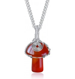 Mushroom Crystal Necklace Wire Wrapped Crystal Mushroom Pendant Necklace for Women Jewelry Gifts Carnelian $7.62 Necklaces