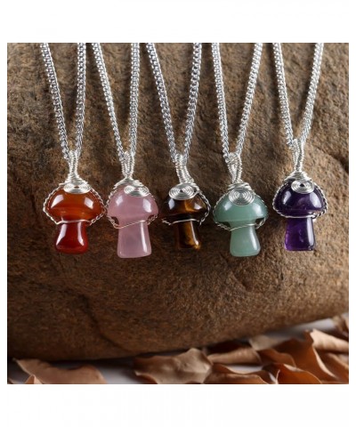 Mushroom Crystal Necklace Wire Wrapped Crystal Mushroom Pendant Necklace for Women Jewelry Gifts Carnelian $7.62 Necklaces