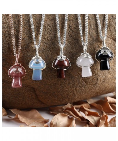 Mushroom Crystal Necklace Wire Wrapped Crystal Mushroom Pendant Necklace for Women Jewelry Gifts Carnelian $7.62 Necklaces