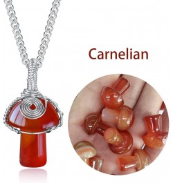 Mushroom Crystal Necklace Wire Wrapped Crystal Mushroom Pendant Necklace for Women Jewelry Gifts Carnelian $7.62 Necklaces