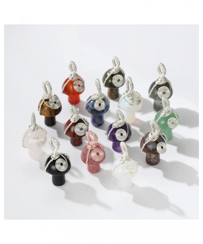 Mushroom Crystal Necklace Wire Wrapped Crystal Mushroom Pendant Necklace for Women Jewelry Gifts Carnelian $7.62 Necklaces