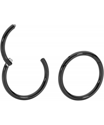 2PCS 18G Surgical Steel 6mm - 10mm Hinged Hoop Segment Nose Septum Tragus Helix Lip Ring Unisex Sleeper Earrings 8mm Black $8...