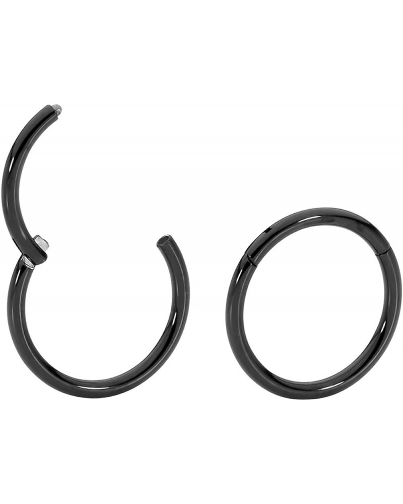 2PCS 18G Surgical Steel 6mm - 10mm Hinged Hoop Segment Nose Septum Tragus Helix Lip Ring Unisex Sleeper Earrings 8mm Black $8...