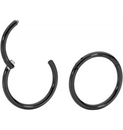 2PCS 18G Surgical Steel 6mm - 10mm Hinged Hoop Segment Nose Septum Tragus Helix Lip Ring Unisex Sleeper Earrings 8mm Black $8...