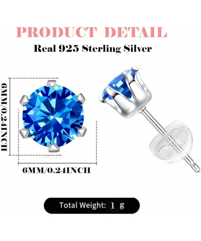 Hypoallergenic Stud Earrings for Women Girls, 925 Sterling Silver Birthstone Screw Back Earrings, Halo Simulated Cubic Zircon...