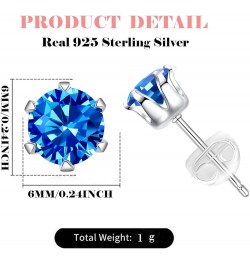 Hypoallergenic Stud Earrings for Women Girls, 925 Sterling Silver Birthstone Screw Back Earrings, Halo Simulated Cubic Zircon...