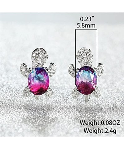 Blue Purple Oval Zircon Turtle Stud Earrings and Rings for Women Wedding Bridal Jewelry Sets Multicolor Stone Jewelry Animal ...