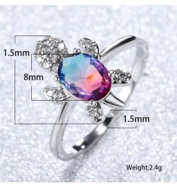 Blue Purple Oval Zircon Turtle Stud Earrings and Rings for Women Wedding Bridal Jewelry Sets Multicolor Stone Jewelry Animal ...