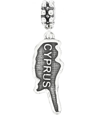 Sterling Silver Oxidized Dangling Textured Resort Island Country European Bead Charm Cyprus $13.70 Bracelets