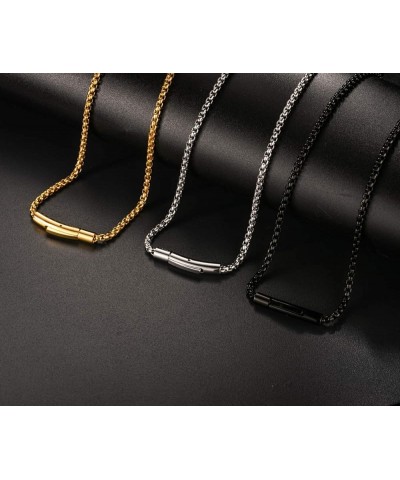 Solid Box Link Chain, 3MM Stainless Steel/Gold/Black Plated, 18/20/22/24 Inches Men Women Replacement Chain Necklace with Eas...