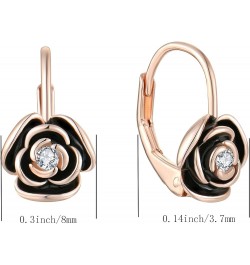 Rose Leverback Earrings for Women Girls 925 Sterling Silver Hypoallergenic Jewelry Black&Rose Gold $20.25 Earrings