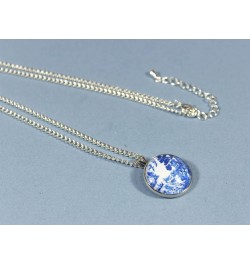 'Blue Willow', Willow Ware Blue and White Cabochon Necklace, 18 inches $18.25 Necklaces