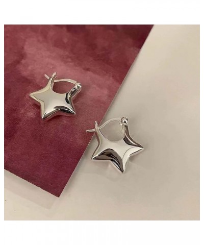 Star Earrings Silver Cute Hoop Earrings for Women Small Sleeper Tragus Hoop Earrings Cartilage Jewelry Gifts Huggie Earrings ...