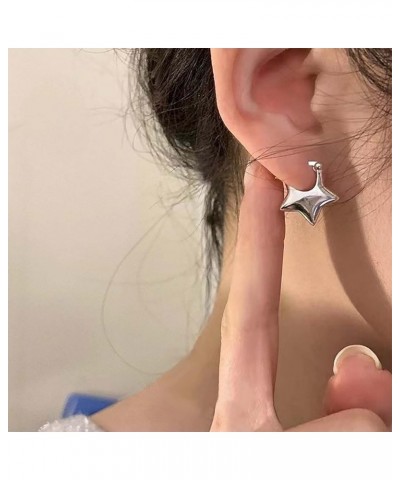 Star Earrings Silver Cute Hoop Earrings for Women Small Sleeper Tragus Hoop Earrings Cartilage Jewelry Gifts Huggie Earrings ...