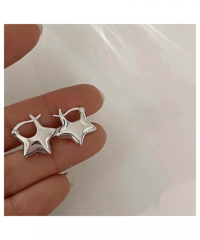 Star Earrings Silver Cute Hoop Earrings for Women Small Sleeper Tragus Hoop Earrings Cartilage Jewelry Gifts Huggie Earrings ...