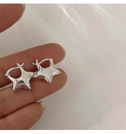 Star Earrings Silver Cute Hoop Earrings for Women Small Sleeper Tragus Hoop Earrings Cartilage Jewelry Gifts Huggie Earrings ...