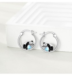 Axolotl/Corgi/Koala/Dolphin/Fox/Panda/Moth/Pig/Butterfly/Highland Cow Women's Hoop Sterling Silver Earrings, Moonstone Earrin...