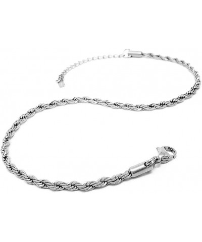 Stainless Steel Chain Anklet for Women Girls Waterproof Jewelry Adjustable Ankle Bracelet Jewelry H: Rope (Silver 3mm) $10.63...