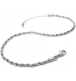 Stainless Steel Chain Anklet for Women Girls Waterproof Jewelry Adjustable Ankle Bracelet Jewelry H: Rope (Silver 3mm) $10.63...