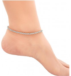 Stainless Steel Chain Anklet for Women Girls Waterproof Jewelry Adjustable Ankle Bracelet Jewelry H: Rope (Silver 3mm) $10.63...