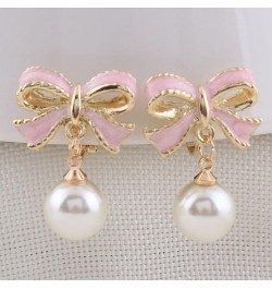 Simulated Pearl Clip On Earrings Not Pierced Earrings Elegant Ear Clip for Women Party Daily Jewelry Accessory Gold Pink Clip...