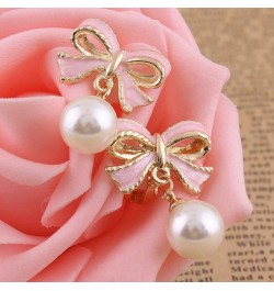 Simulated Pearl Clip On Earrings Not Pierced Earrings Elegant Ear Clip for Women Party Daily Jewelry Accessory Gold Pink Clip...