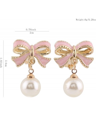 Simulated Pearl Clip On Earrings Not Pierced Earrings Elegant Ear Clip for Women Party Daily Jewelry Accessory Gold Pink Clip...