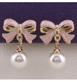 Simulated Pearl Clip On Earrings Not Pierced Earrings Elegant Ear Clip for Women Party Daily Jewelry Accessory Gold Pink Clip...