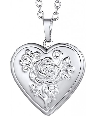 Heart Locket Necklace that Holds Pictures, 925 Sterling Silver/18K Gold/Platinum Plated Heart/Angel Wing/Tree of Life Photo P...