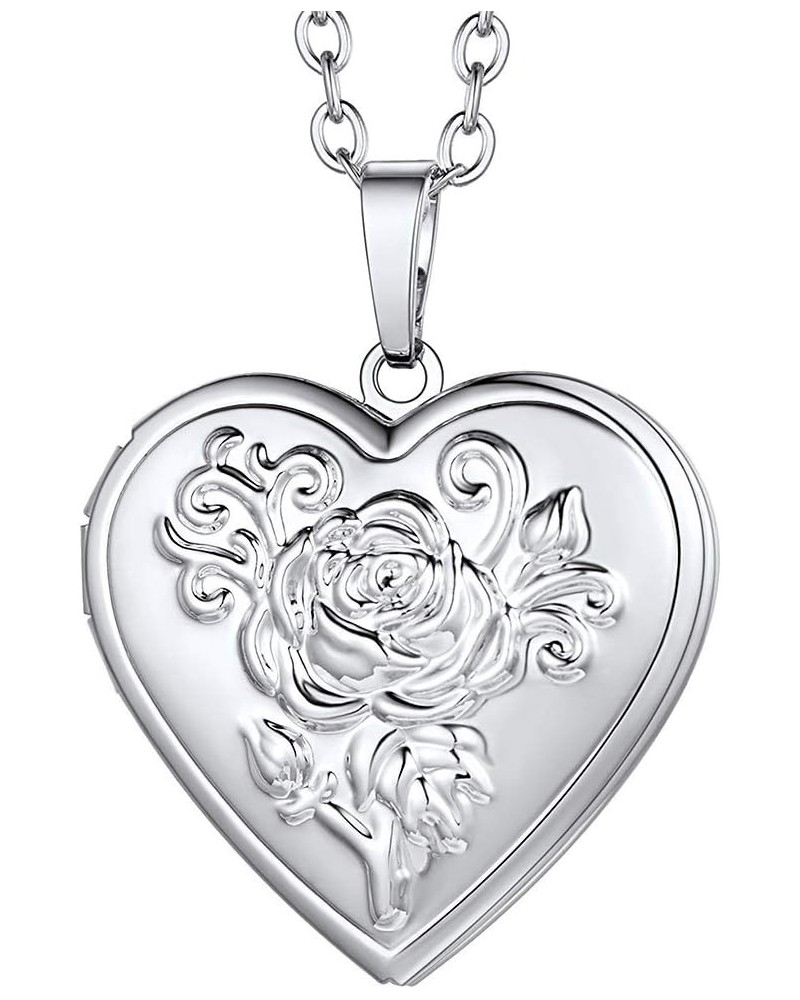 Heart Locket Necklace that Holds Pictures, 925 Sterling Silver/18K Gold/Platinum Plated Heart/Angel Wing/Tree of Life Photo P...