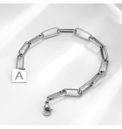 Initial Paperclip Link Chain Bracelets Stainless Steel A-Z Capital Letter Bracelets Dainty Initial Jewelry for Women Girls Si...