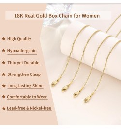 Real 18K Gold Over 925 Sterling Silver Chain Necklace for Women Girls, 1mm Box Chain Thin & Shiny Women's Chain Necklace 14/1...