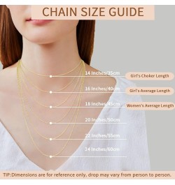 Real 18K Gold Over 925 Sterling Silver Chain Necklace for Women Girls, 1mm Box Chain Thin & Shiny Women's Chain Necklace 14/1...